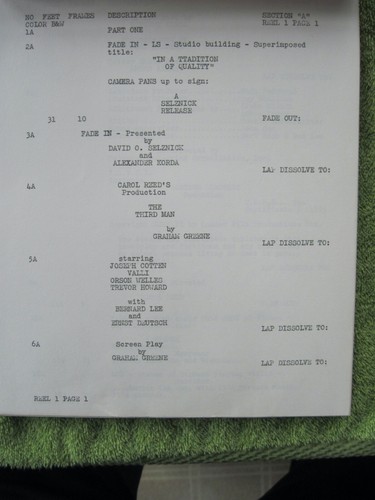 ORIGINAL THE THIRD MAN SCRIPT ORSON WELLES - GRAHAM GREENE - Picture 2 of 4