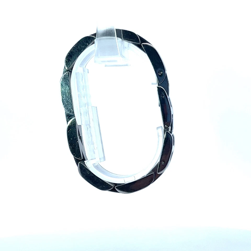 Brazalete de diamantes de 0,15 quilates enchapado en acero inoxidable y esmalte negro AU Foto 3 de 4