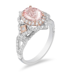 Enchanted Disney Aurora 3 4 Ct Pink Oval Diamond Scallop Frame Engagement Ring Ebay