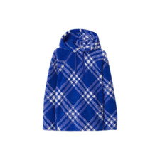 Burberry FW23 Plaid-Check Pattern Drawstring Hoodie Sweatshirts Men's Blue