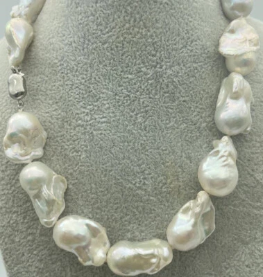 Riesig 15x20mm Natürliche Weiß Barock Keshi Perle Schmuck Halskette 16-28" - Bild 1 von 4