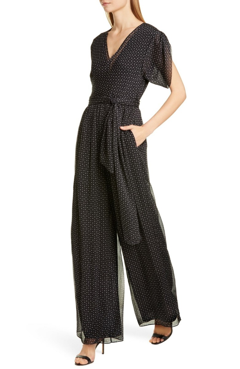 NWT Diane von Furstenberg DVF Cassandra Print Silk Jumpsuit, Black