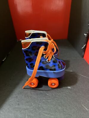 Our Generation Doll Roller Skates Blue With Black Shapes 3 Inches Long