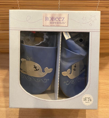Robeez Soft Soles Shoes Blue Whales Boys 18-24 Months