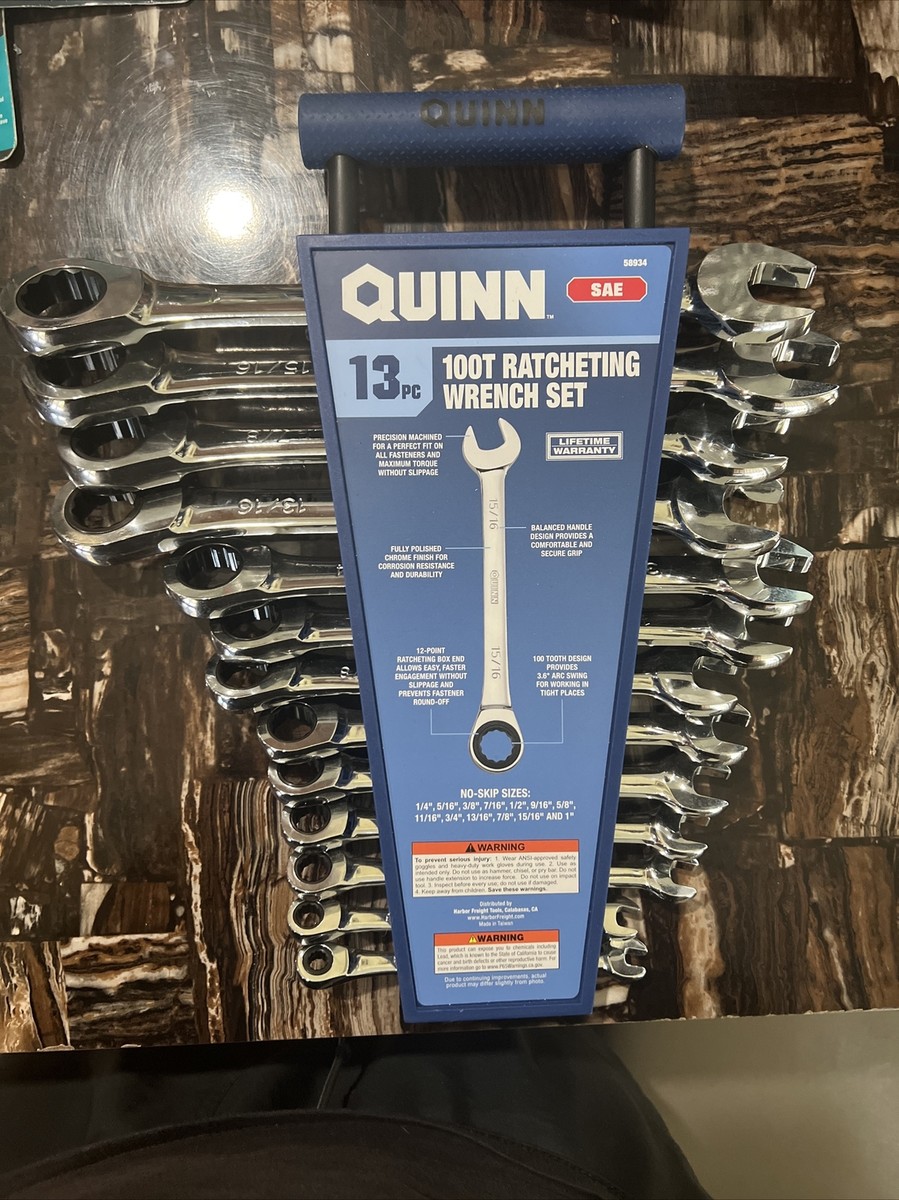 NEW* QUINN SAE Ratcheting Combination Wrench Set, 13 Piece (58934