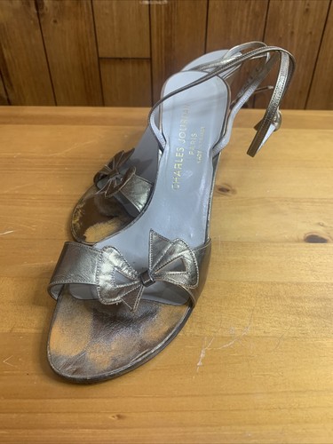 Charles Jourdan Paris Sz 8.5 Womens Bronze Metalic Leather Evening Strappy Heels - Picture 4 of 12