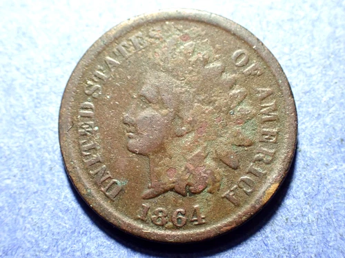 1864 Pointed Bust Bronze Indian Cent  VG details