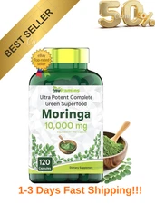 Moringa Capsules 10,000 mg - 120 Capsules | Pure Moringa Oleifera Leaf Powder