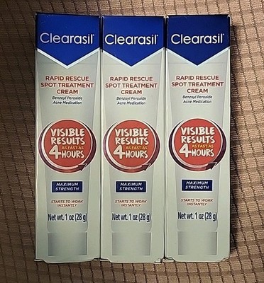 3 Clearasil Rapid Rescue Spot Treatment Cream 1oz -EXP: 7/26