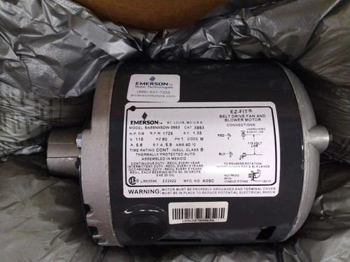 Emerson Belt Drive Fan Blower Motor #3863 1/4 HP 115v 1725 Rpm 5.6 Amp