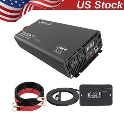 1000W Pure Sine Wave Power Inverter DC 12V  to AC 110V 120V Converter Peak 2000W