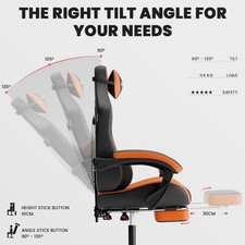 Gaming Chair Massage,Ergonomic PC Computer Chair Footrest Comfortable 6