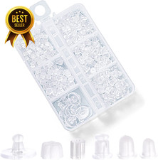 600pcs Silicone Earring Backs Clear Soft Hypoallergenic Clutch Stoppers Kit