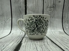 Wood & Sons Fine Tableware Cup Black Floral Made In England