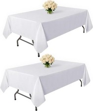 2 Pack White Rectangle Table Cloth 60 x 102 Inch Suitable for 6 Foot Rectangle