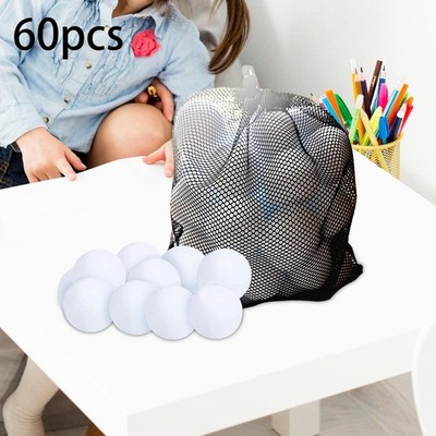 60x Fake Snowballs for Kids Realistic 2 inch Parent Child Interaction Party
