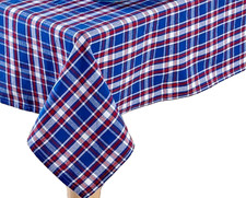 Fabric Tablecloth, 60"x84"Oblong, PATRIOTIC USA PLAID RED,WHITE BLUE 3, CCL