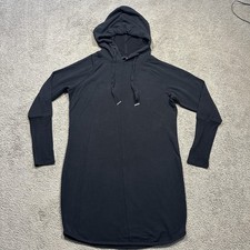Athleta Solitude Hoodie Sweatshirt Dress Womens Medium Black Relaxed Comfy
