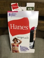 Hanes Originals Women's Thong Underwear Stretch Cotton 6-Pack X-Large Size 8