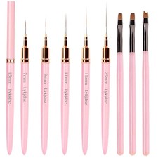 Nail Art Brushes Set of 13 Pieces Including 5 Liner Brushes 7mm 9mm 11mm 15mm