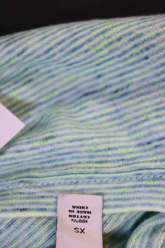 Cotton By Autumn Cashmere Womens Short Sleeve Striped Knit Tee Shirt Green XS - Picture 5 of 6