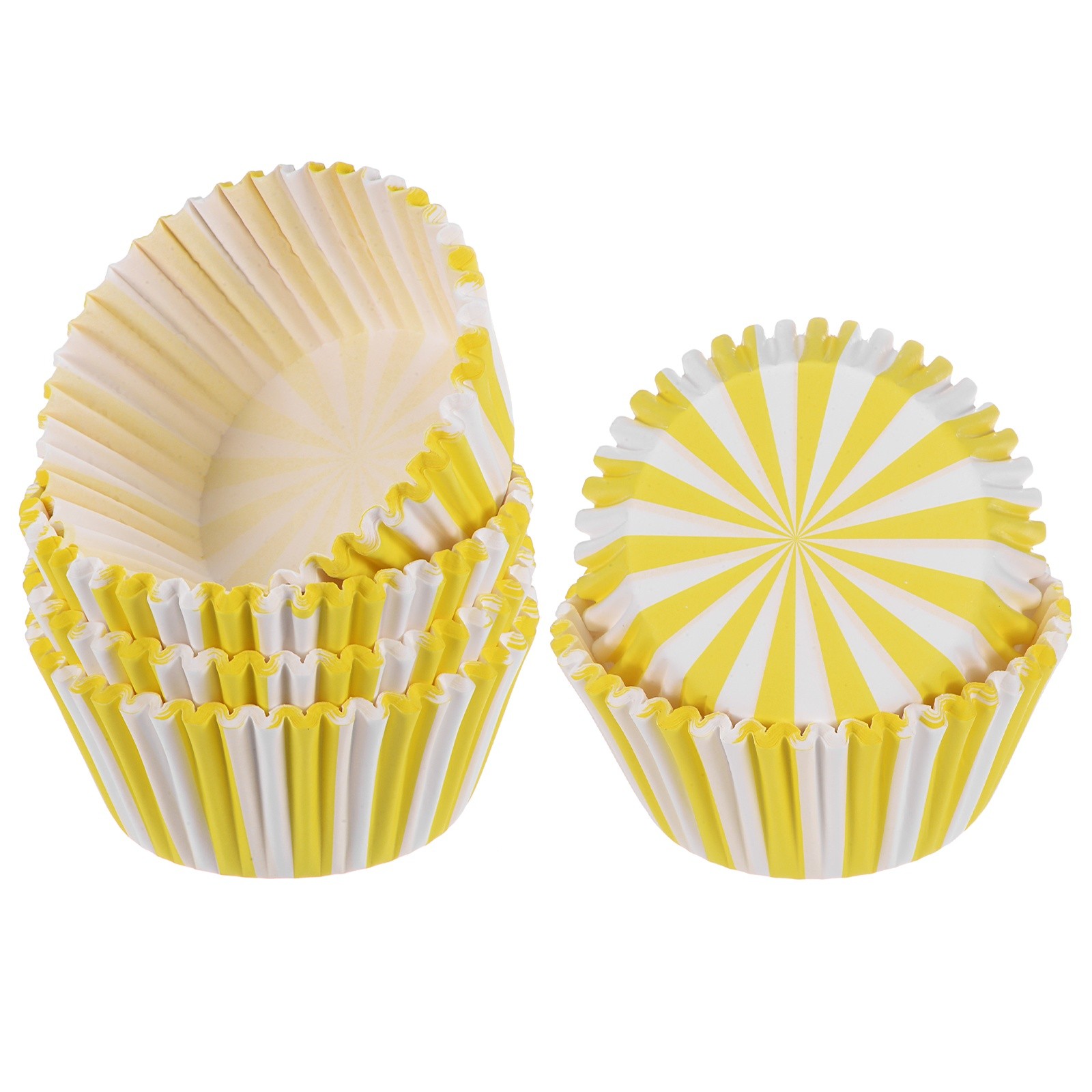 100-Pack Cupcake Liners, Cupcake Wrappers for Wedding/Party[Yellow/White]-image