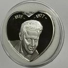 Elvis Presley Heart Shape Coin King Rock & Roll 1 Troy Oz .999 Fine Silver Round