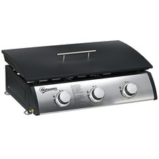 Gasgrill, Tischgrill BBQ mit 3 Brennern, Tischgasgrill mit Schlauch, Deckel