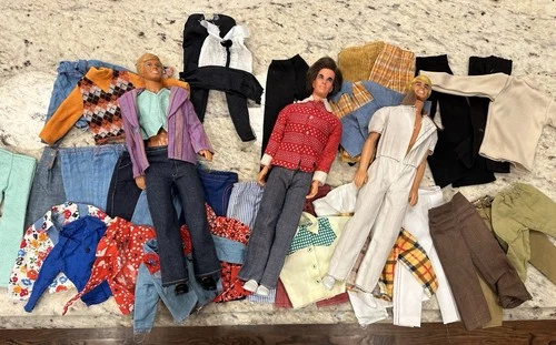 Vintage KEN Lot 1968 Mattel Mod Hair Clothing Pants Shirts Boots Access 3 Dolls