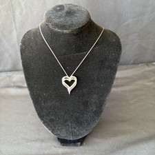 Double Heart Pendant Necklace 1/2 CTTW Diamond w/10k White Gold Chain
