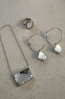Stunning Square Swarovski Touchstone Crystal Necklace, Earrings, Ring Set Signed — photo 1