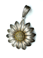 Antik Filigran Anhänger 800 Silberdistel Filigransilber Handarbeit Ø 38mm Tracht