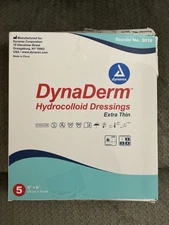 New Dynarex DynaDerm Hydrocolloid Dressings, Extra Thin, 6” X 6” - 5 Count