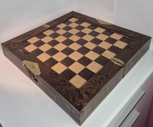 (K39) Schachspiel Holz Kassette mit Schubladen Geschnitzte Chinesische Figuren - Bild 11 von 16