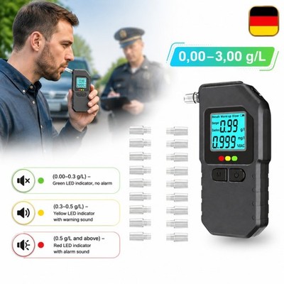 Alkoholtester Polizeigenau Profi Dual-LCD-Display 20 Mundstücke wiederverwendbar