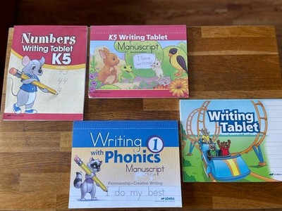 Abeka K5 Numbers Writing Tablet 1st Grade Writing with Phonics 1 Manuscript Lot