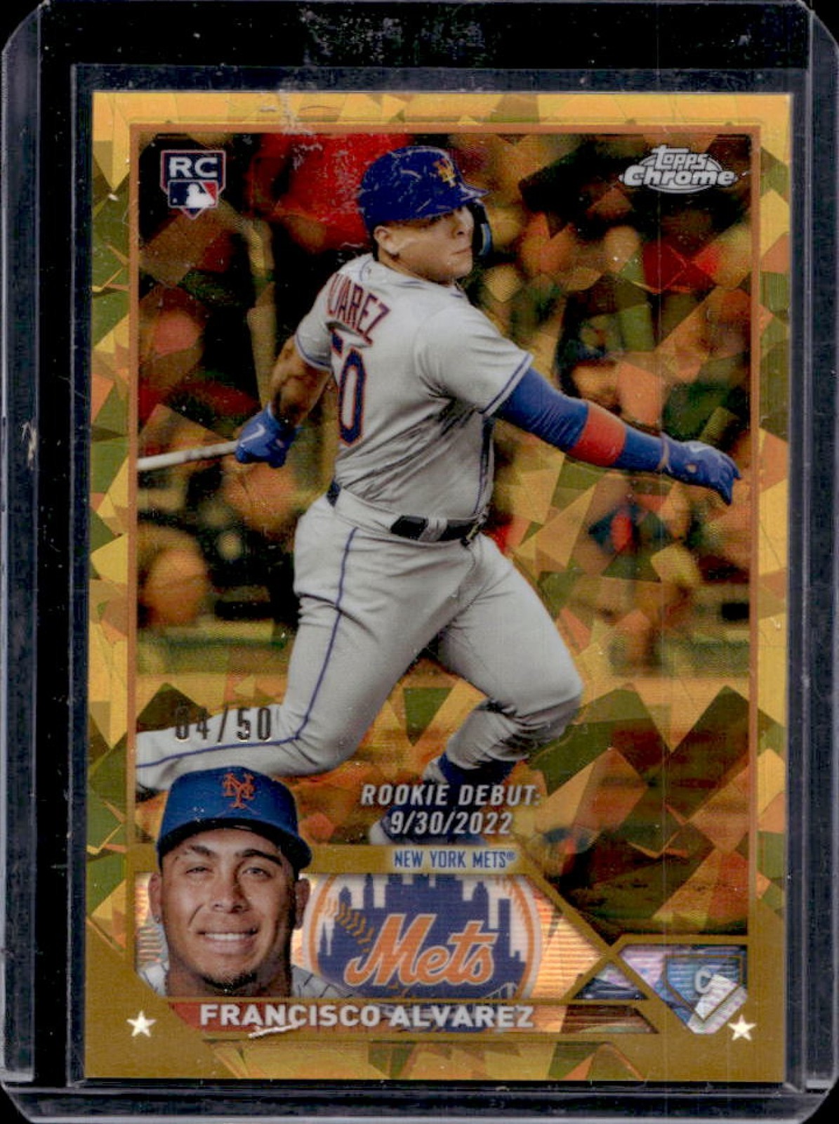 2023 Topps Chrome Update Sapphire Francisco Alvarez RC Gold Rookie #4/50 Mets