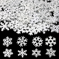 100PCS Christmas Snowflakes Wood Slices Snowflake Wooden Embellishments Ornament