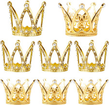 8 Pieces Crown Cake Topper Baby Crown Queen Crown Princess Headpiece Mini Cake D