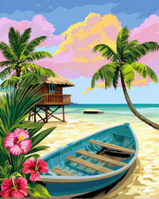 Beautiful Coastal Scene Printed Needlepoint Canvas SD68