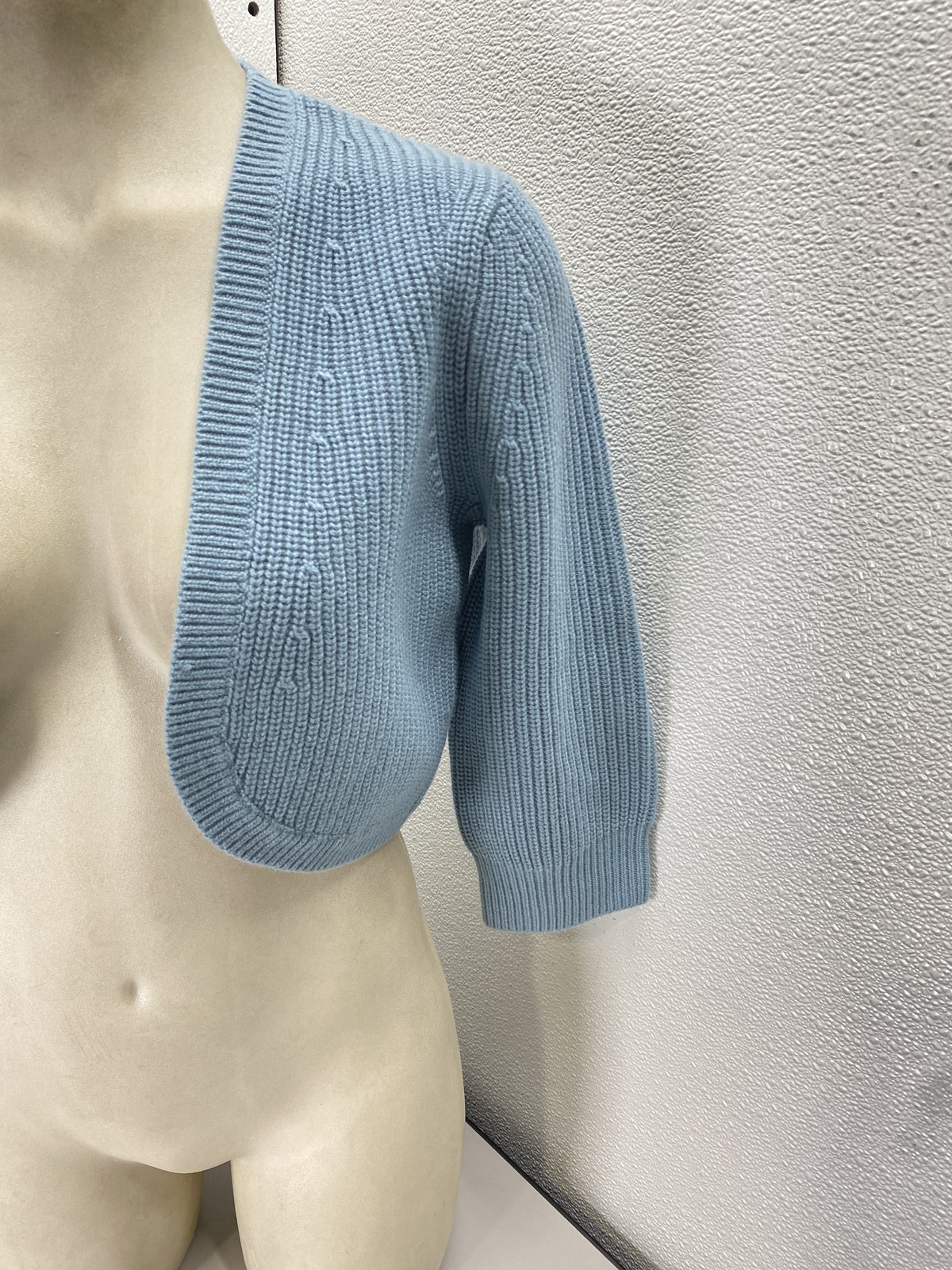 Michael Kors Womens Cropped Shaker Knit Cashmere Cardigan Size M Seaglass thumbnail 2