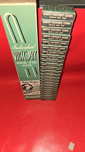 Vintage WWII 1940s Victory Hair Pin Kit Smith Victory Corp Buffalo 24 bx inside