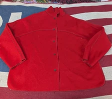 Vintage 70s Geoffrey Beene The Beene Bag Red Wool Cardigan Size 10 Union Made