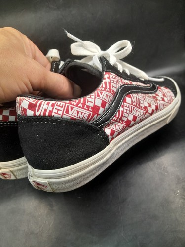 Vans Old Skool Mujer Reino Unido 5.5 Rojo Blanco Estampado en Bloque Zapatos de caña baja Unisex - Imagen 3 de 17