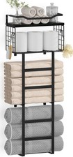 Towel Racks for Bathroom Black, 34IN Rolled Towel Holder, Towel Rack Wall Mou...