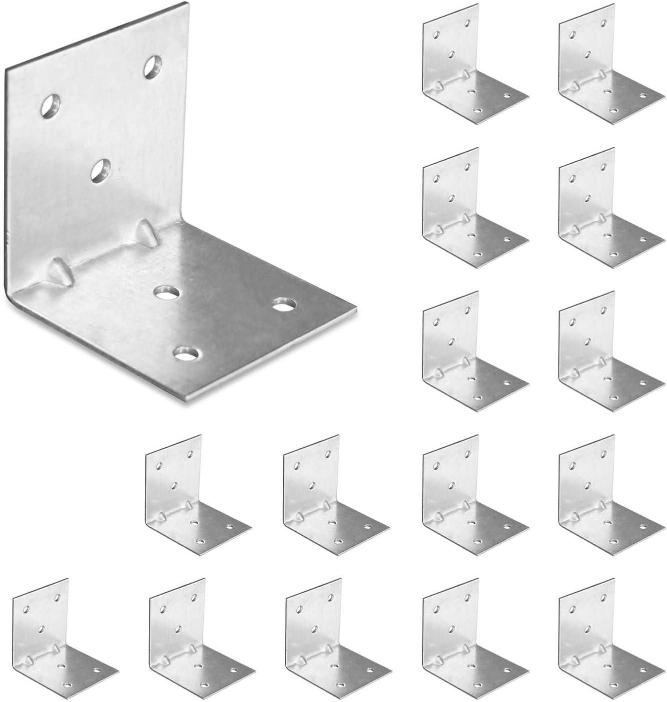 15x Staffe Angolari 50x50x50 in Acciaio Zincato - Squadrette Giunzione 90°