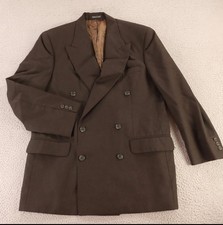 VINTAGE Houndstooth Jacket M Brown Black Check 100 Wool Blazer Kasper 41R