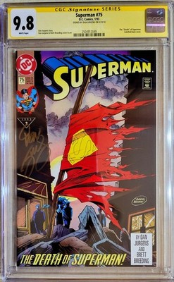 Superman 75 CGC SS 9.8 Auto Signed Dan Jurgens 1st Print Doomsday 1993 GOLD Sig