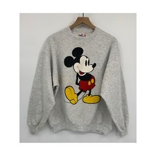 Vintage Disney Designs Sweater XL Grey Mickey Mouse 90s Made USA