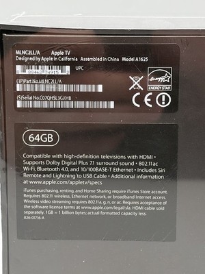Apple TV (4th Generation) 64GB HD Media Streamer - A1625 for sale